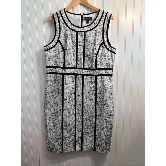 Dana Buchman Tweed Dress Women’s 16 Black White Pencil Contrast Details Classic - Picture 2 of 16